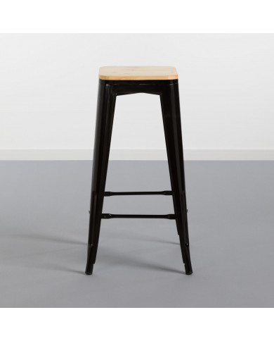 TABURETE METÁLICO/MADERA STRONG NEGRO 43X43X77CM THINIA HOME