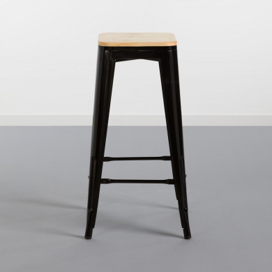 TABURETE METÁLICO/MADERA STRONG NEGRO 43X43X77CM THINIA HOME