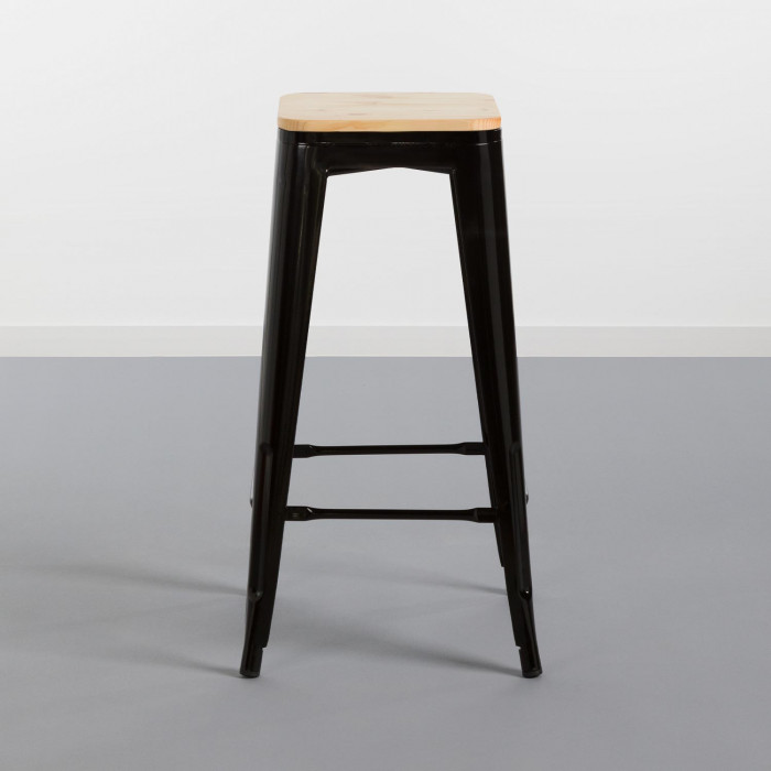 TABURETE METÁLICO/MADERA STRONG NEGRO 43X43X77CM THINIA HOME