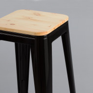 TABURETE METÁLICO/MADERA STRONG NEGRO 43X43X77CM THINIA HOME