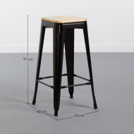 TABURETE METÁLICO/MADERA STRONG NEGRO 43X43X77CM THINIA HOME