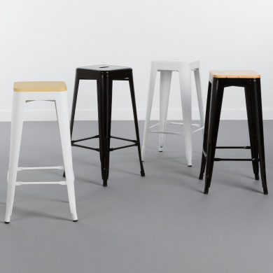 TABURETE METÁLICO/MADERA STRONG NEGRO 43X43X77CM THINIA HOME