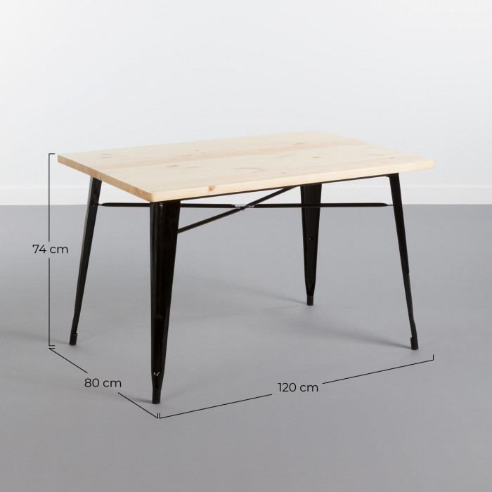 MESA METÁLICA/MADERA STRONG NEGRO 120X80CM THINIA HOME