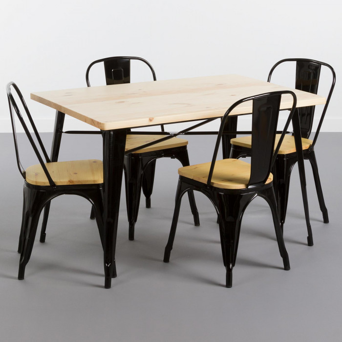 MESA METÁLICA/MADERA STRONG NEGRO 120X80CM THINIA HOME