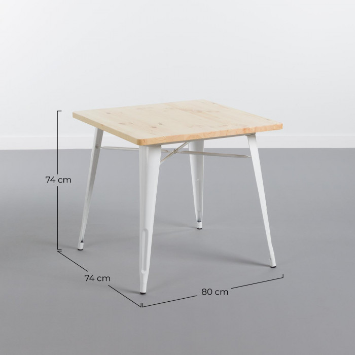 MESA METÁLICA/MADERA STRONG BLANCO 80X80CM THINIA HOME