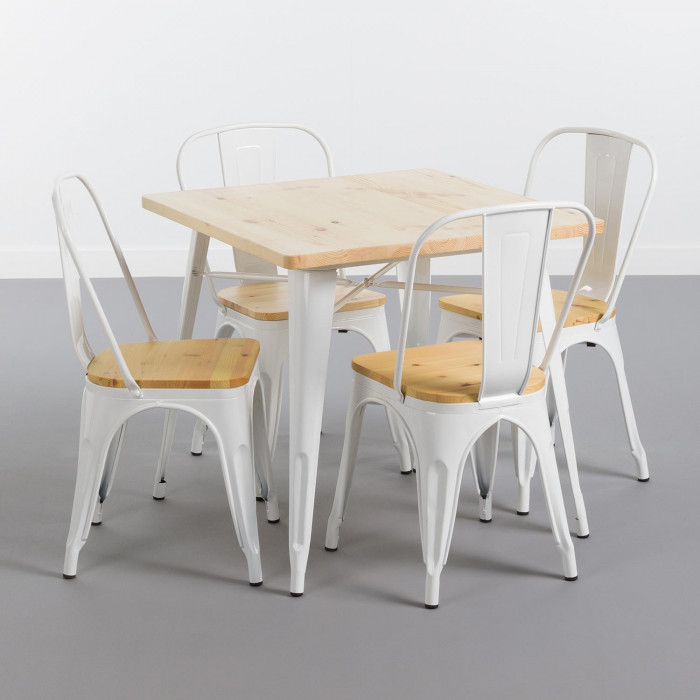 MESA METÁLICA/MADERA STRONG BLANCO 80X80CM THINIA HOME