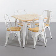 MESA METÁLICA/MADERA STRONG BLANCO 80X80CM THINIA HOME