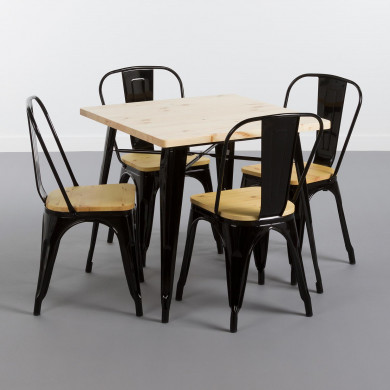 MESA METÁLICA/MADERA STRONG NEGRO 80X80CM THINIA HOME MESA METÁLICA/MADERA STRONG NEGRO 80X80CM THINIA HOME