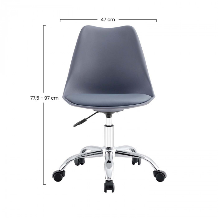 SILLA ESCRITORIO CON RUEDAS GRIS 97X47X58CM THINIA HOME