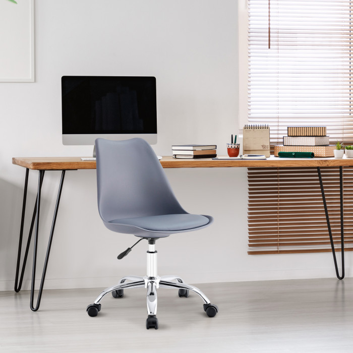 SILLA ESCRITORIO CON RUEDAS GRIS 97X47X58CM THINIA HOME
