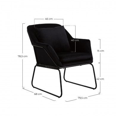 SILLON VELVET NEGRO 68X79,5X78,5CM THINIA HOME SILLON VELVET NEGRO 68X79,5X78,5CM THINIA HOME