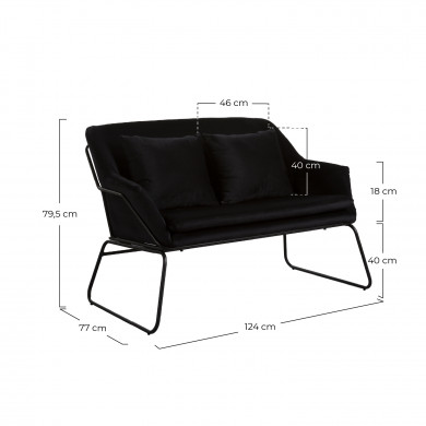 SOFA VELVET NEGRO 124X77X79,5CM THINIA HOME SOFA VELVET NEGRO 124X77X79,5CM THINIA HOME