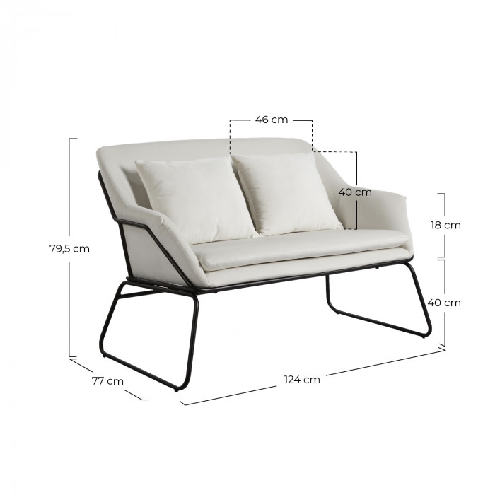 SOFA VELVET CREMA 124X77X79,5CM THINIA HOME