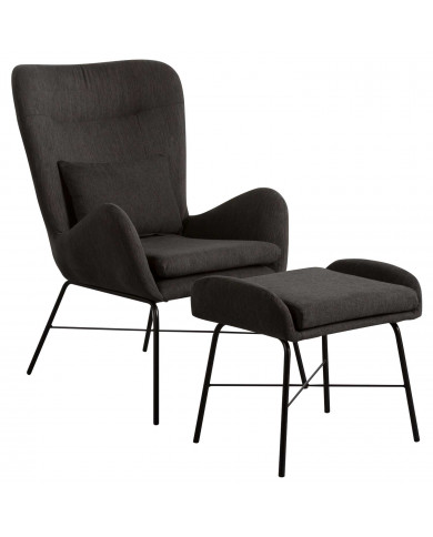 SILLON CON REPOSAPIES GRIS 66X84X100CM-52X41X45CM THINIA HOME SILLON CON REPOSAPIES GRIS 66X84X100CM-52X41X45CM THINIA HOME