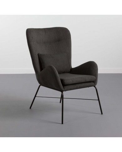 SILLON CON REPOSAPIES GRIS 66X84X100CM-52X41X45CM THINIA HOME SILLON CON REPOSAPIES GRIS 66X84X100CM-52X41X45CM THINIA HOME