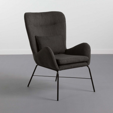 SILLON CON REPOSAPIES GRIS 66X84X100CM-52X41X45CM THINIA HOME SILLON CON REPOSAPIES GRIS 66X84X100CM-52X41X45CM THINIA HOME