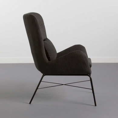 SILLON CON REPOSAPIES GRIS 66X84X100CM-52X41X45CM THINIA HOME SILLON CON REPOSAPIES GRIS 66X84X100CM-52X41X45CM THINIA HOME