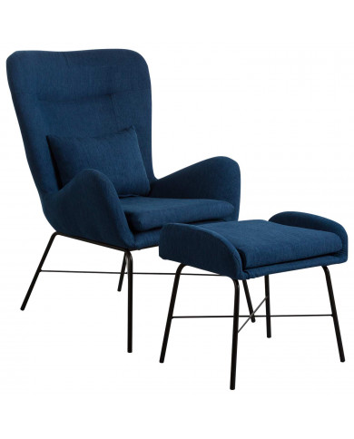 SILLON CON REPOSAPIES AZUL 66X84X100CM-52X41X45CM THINIA HOME SILLON CON REPOSAPIES AZUL 66X84X100CM-52X41X45CM THINIA HOME