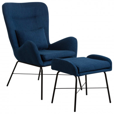 SILLON CON REPOSAPIES AZUL 66X84X100CM-52X41X45CM THINIA HOME SILLON CON REPOSAPIES AZUL 66X84X100CM-52X41X45CM THINIA HOME