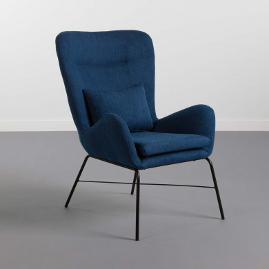 SILLON CON REPOSAPIES AZUL 66X84X100CM-52X41X45CM THINIA HOME SILLON CON REPOSAPIES AZUL 66X84X100CM-52X41X45CM THINIA HOME