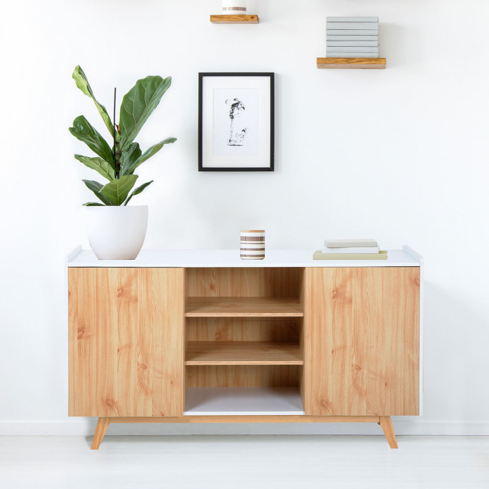 APARADOR BLANCO/NATURAL SERIE ICE 140X40X80CM THINIA HOME