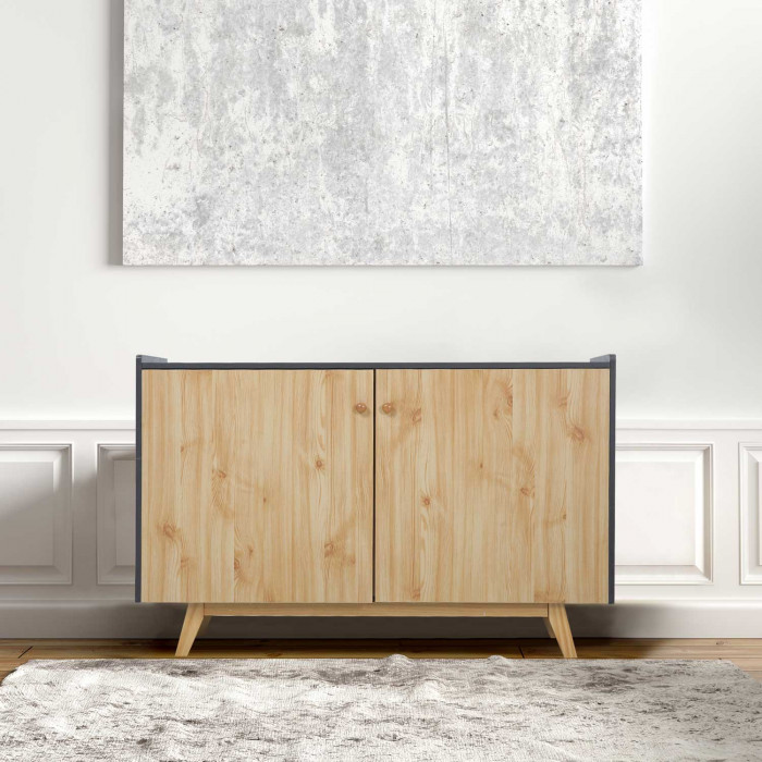 APARADOR GRIS /NATURAL SERIE ICE 120X40X80CM THINIA HOME