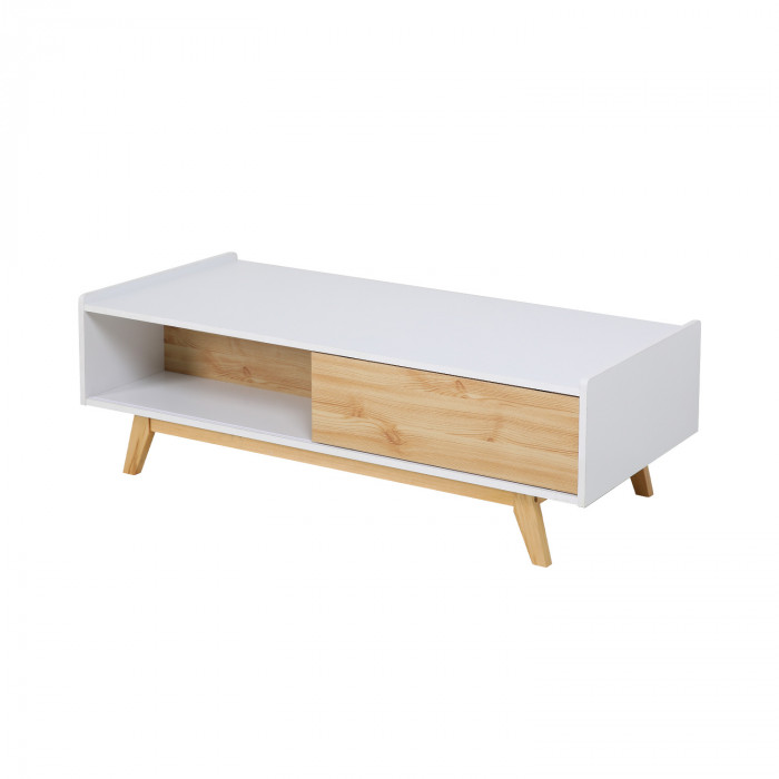 MESA DE CENTRO NATURAL/BLANCO SERIE ICE 120X60X40CM  THINIA HOME