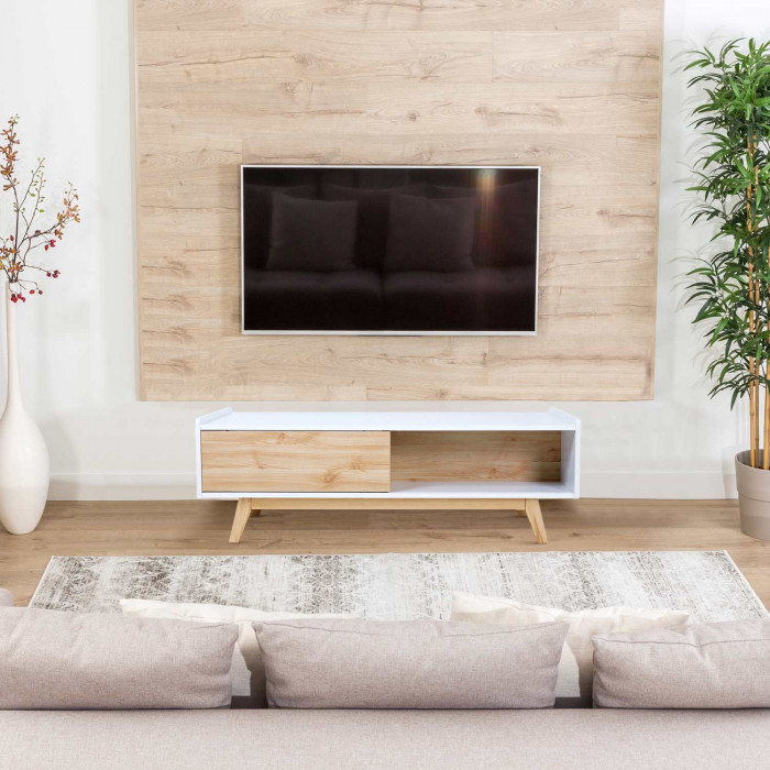 MESA DE CENTRO NATURAL/BLANCO SERIE ICE 120X60X40CM  THINIA HOME