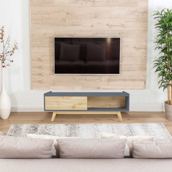 MESA DE CENTRO NATURAL/GRIS SERIE ICE 120X60X40CM  THINIA HOME