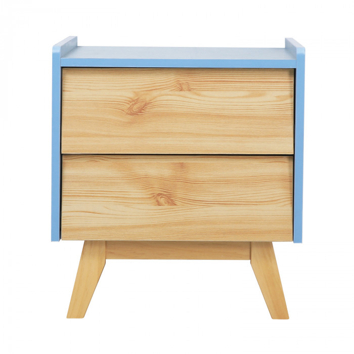 MESITA DE NOCHE NATURAL/AZUL SERIE ICE 45X40X50CM THINIA HOME