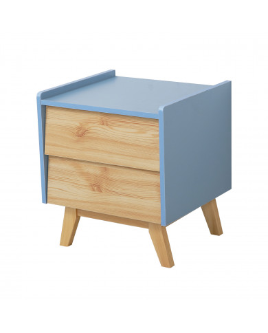 MESITA DE NOCHE NATURAL/AZUL SERIE ICE 45X40X50CM THINIA HOME