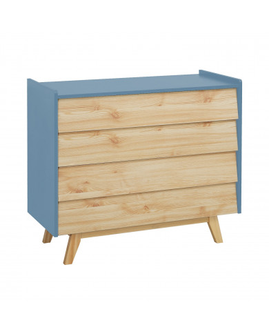 CÓMODA NATURAL/AZUL SERIE ICE 90X40X80CM THINIA HOME