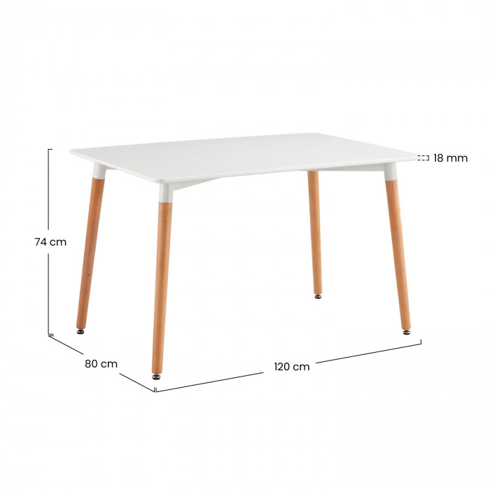 MESA MADERA BLANCA/MADERA 74*120*80CM THINIA HOME