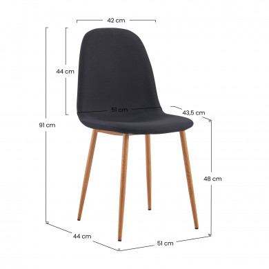 PACK 2 SILLAS COMEDOR LINO NEGRA 90*51*44CM THINIA HOME PACK 2 SILLAS COMEDOR LINO NEGRA 90*51*44CM THINIA HOME