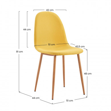 PACK 2 SILLAS COMEDOR LINO AMARILLA 90*51*44CM THINIA HOME PACK 2 SILLAS COMEDOR LINO AMARILLA 90*51*44CM THINIA HOME
