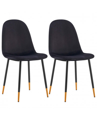 PACK 2 SILLAS COMEDOR TERCIOPELO NEGRO 90*51*44CM THINIA HOME