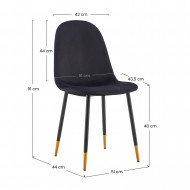 PACK 2 SILLAS COMEDOR TERCIOPELO NEGRO 90*51*44CM THINIA HOME