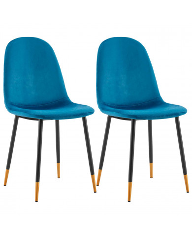 PACK 2 SILLAS COMEDOR TERCIOPELO AZUL 90*51*44CM THINIA HOME