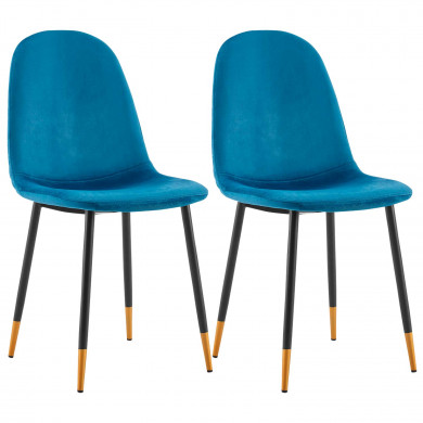 PACK 2 SILLAS COMEDOR TERCIOPELO AZUL 90*51*44CM THINIA HOME PACK 2 SILLAS COMEDOR TERCIOPELO AZUL 90*51*44CM THINIA HOME