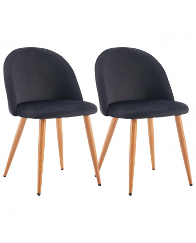 PACK 2 SILLAS COMEDOR RESPALDO BAJO TERCIOPELO NEGRO 78*54*46CM THINIA HOME