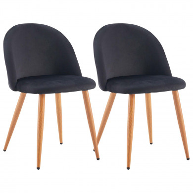 PACK 2 SILLAS COMEDOR RESPALDO BAJO TERCIOPELO NEGRO 78*54*46CM THINIA HOME