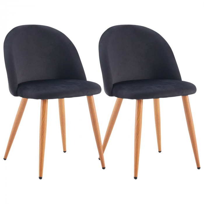 PACK 2 SILLAS COMEDOR RESPALDO BAJO TERCIOPELO NEGRO 78*54*46CM THINIA HOME