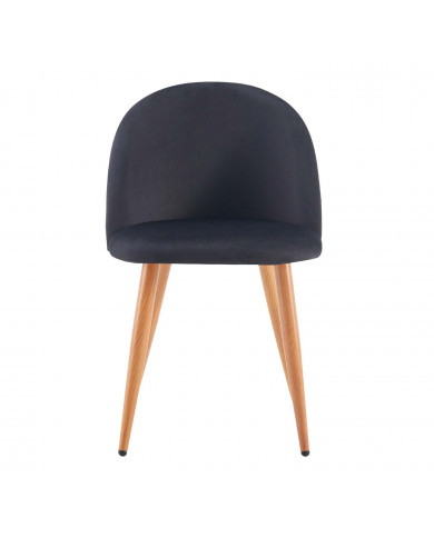 PACK 2 SILLAS COMEDOR RESPALDO BAJO TERCIOPELO NEGRO 78*54*46CM THINIA HOME