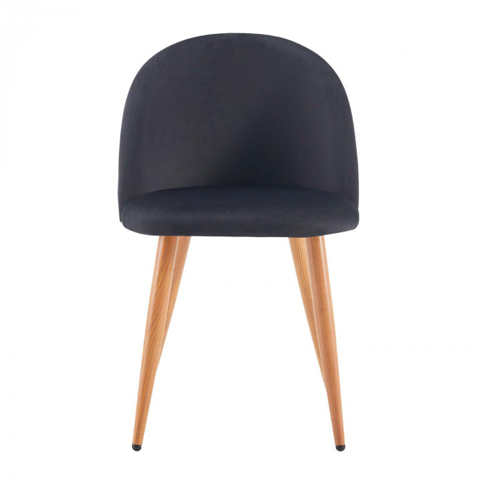 PACK 2 SILLAS COMEDOR RESPALDO BAJO TERCIOPELO NEGRO 78*54*46CM THINIA HOME