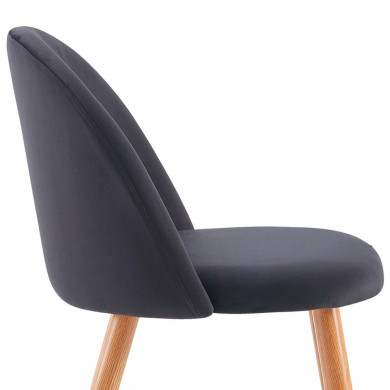 PACK 2 SILLAS COMEDOR RESPALDO BAJO TERCIOPELO NEGRO 78*54*46CM THINIA HOME