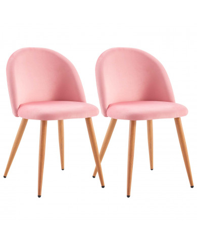 PACK 2 SILLAS COMEDOR RESPALDO BAJO TERCIOPELO ROSA 78*54*46CM THINIA HOME