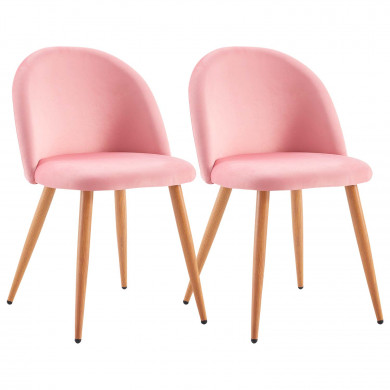 PACK 2 SILLAS COMEDOR RESPALDO BAJO TERCIOPELO ROSA 78*54*46CM THINIA HOME
