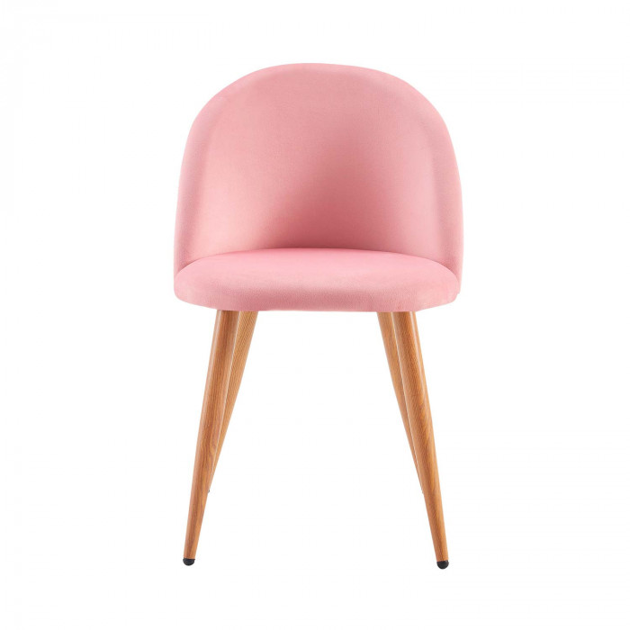 PACK 2 SILLAS COMEDOR RESPALDO BAJO TERCIOPELO ROSA 78*54*46CM THINIA HOME