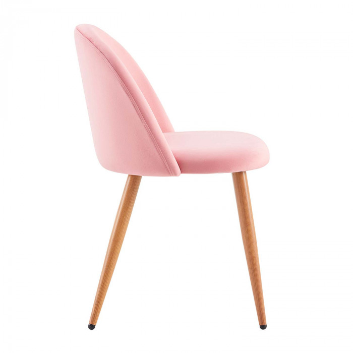 PACK 2 SILLAS COMEDOR RESPALDO BAJO TERCIOPELO ROSA 78*54*46CM THINIA HOME