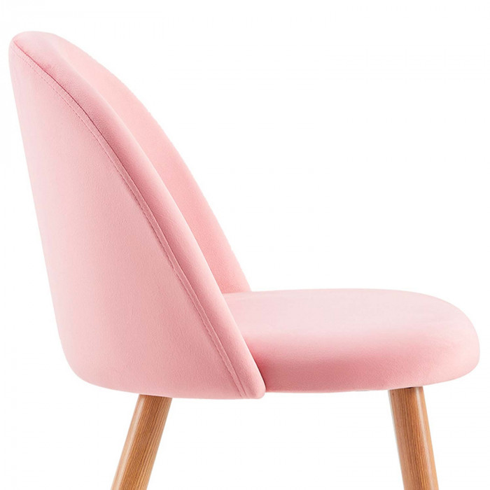 PACK 2 SILLAS COMEDOR RESPALDO BAJO TERCIOPELO ROSA 78*54*46CM THINIA HOME